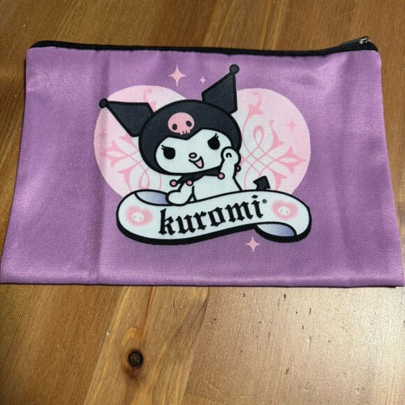Sanrio Kuromi Cosmetic Makeup Purple Bag Large Capacity Zip Close New - Picture 1 of 2